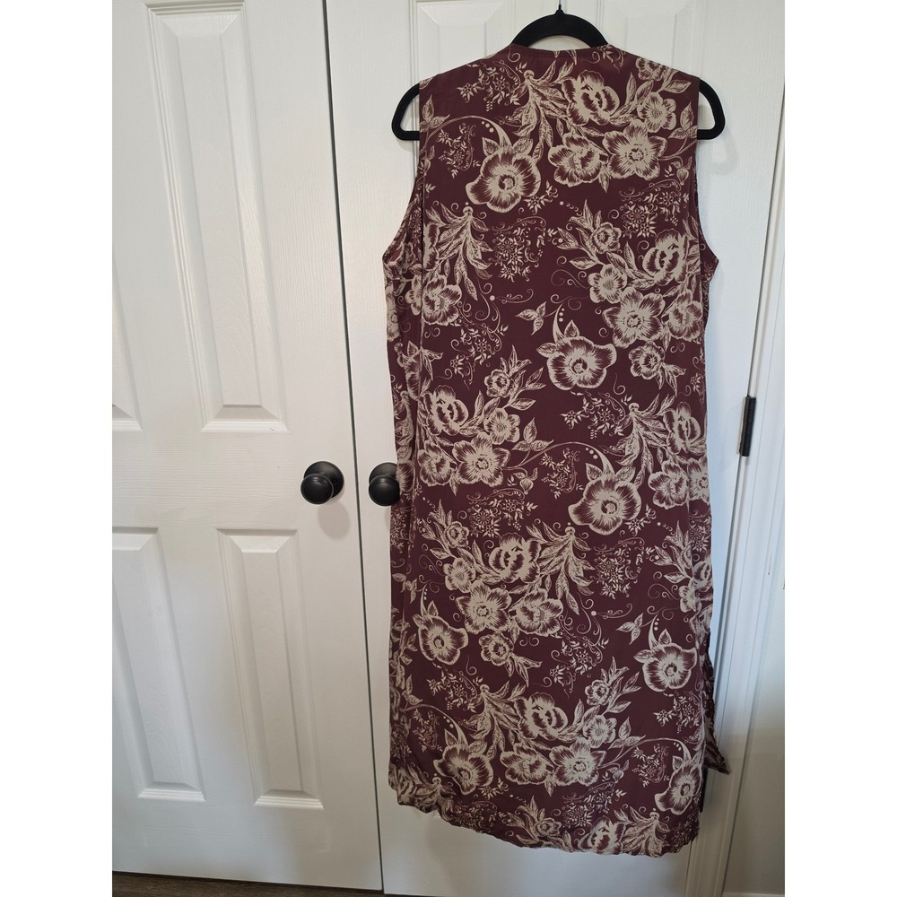 LuLaRoe Shirley Kimono Wrap Burgundy Floral Sheer Sleeveless Duster Large